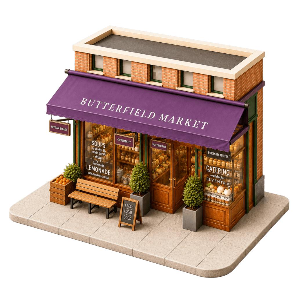 Butterfield Market storefront illustration