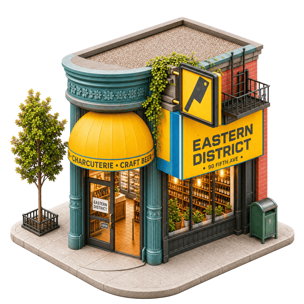 Eastern District storefront illustration