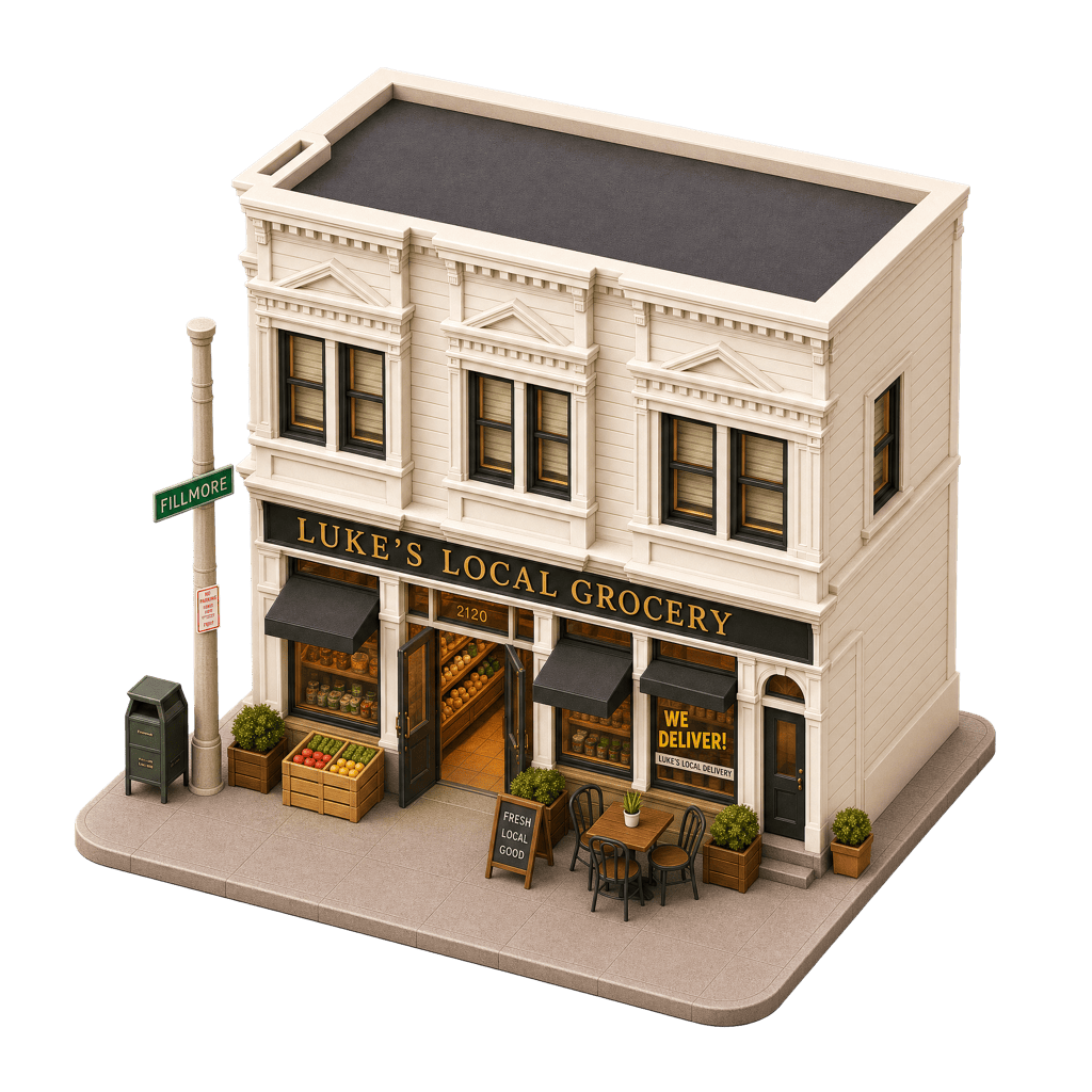 Luke's Local storefront illustration